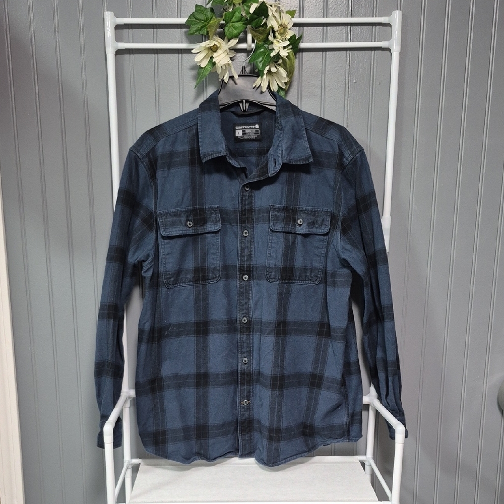 Carhartt Men's Plaid Loose Fit  Button-Down Shirt - Picture 8 of 13